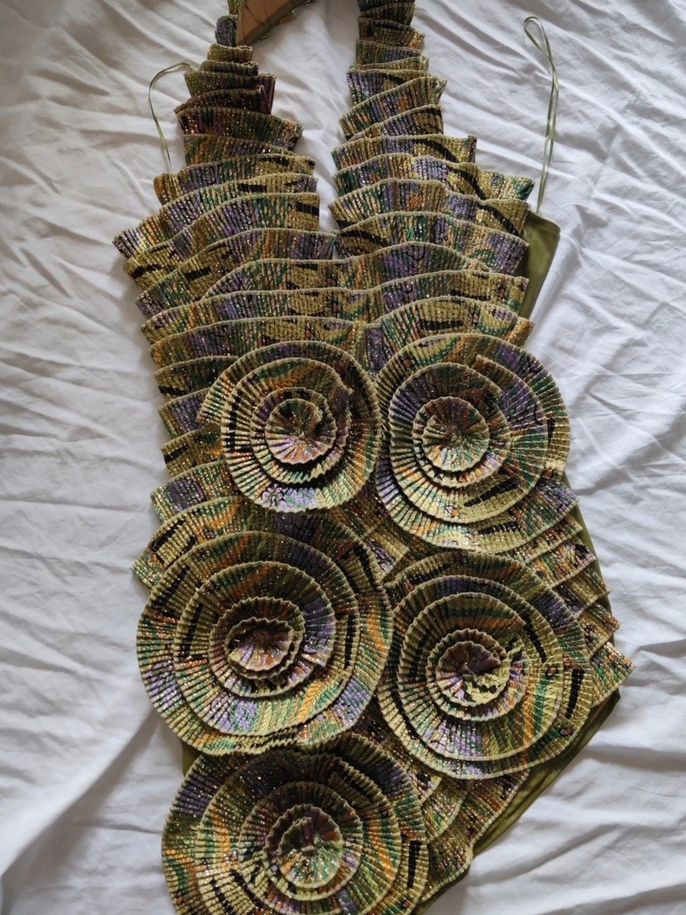 AKIRA Olive Green Iridescent Sequin Mini Dress